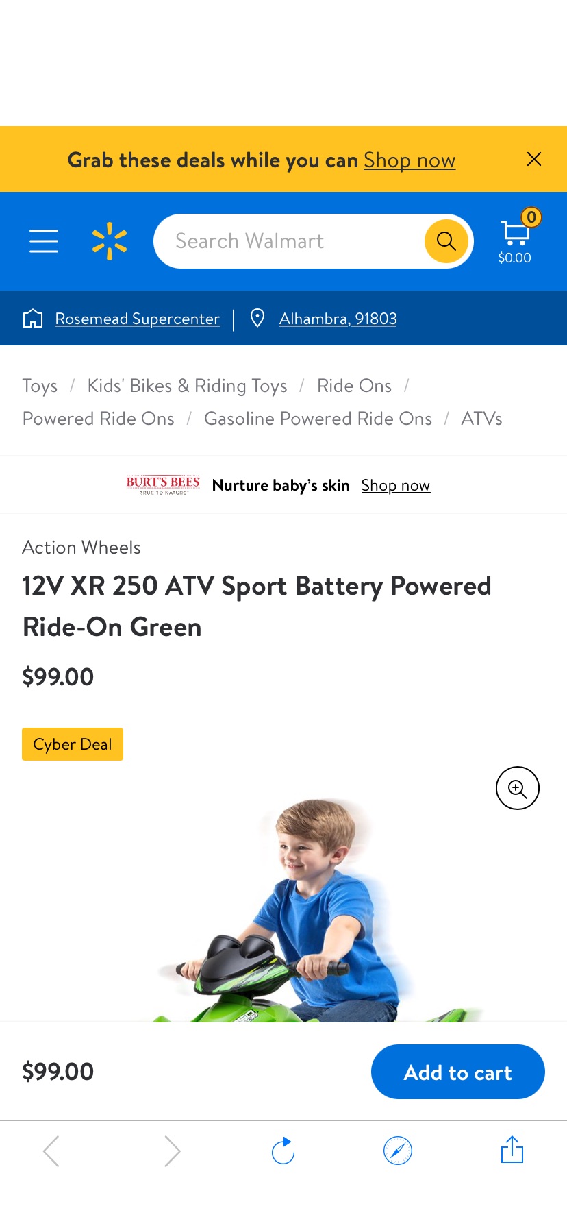 12V XR 250 ATV Sport Battery Powered Ride-On Green - Walmart.com 儿童汽车