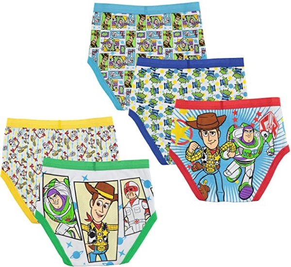 Disney 玩具总动员图案男童纯棉内裤5条，仅限4T