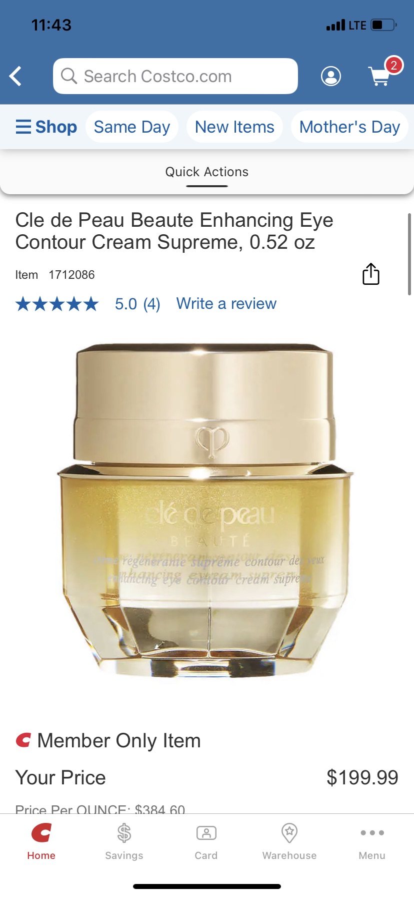 Cle de Peau Beaute Enhancing Eye Contour Cream Supreme, 0.52 oz | Costco