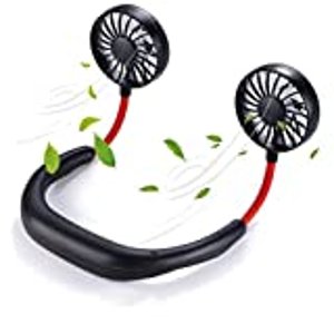$6.90 Amazon.com: Portable Neck Fan, 2600mAh Rechargeable Battery Operated Mini Neckband Hands Free 风扇