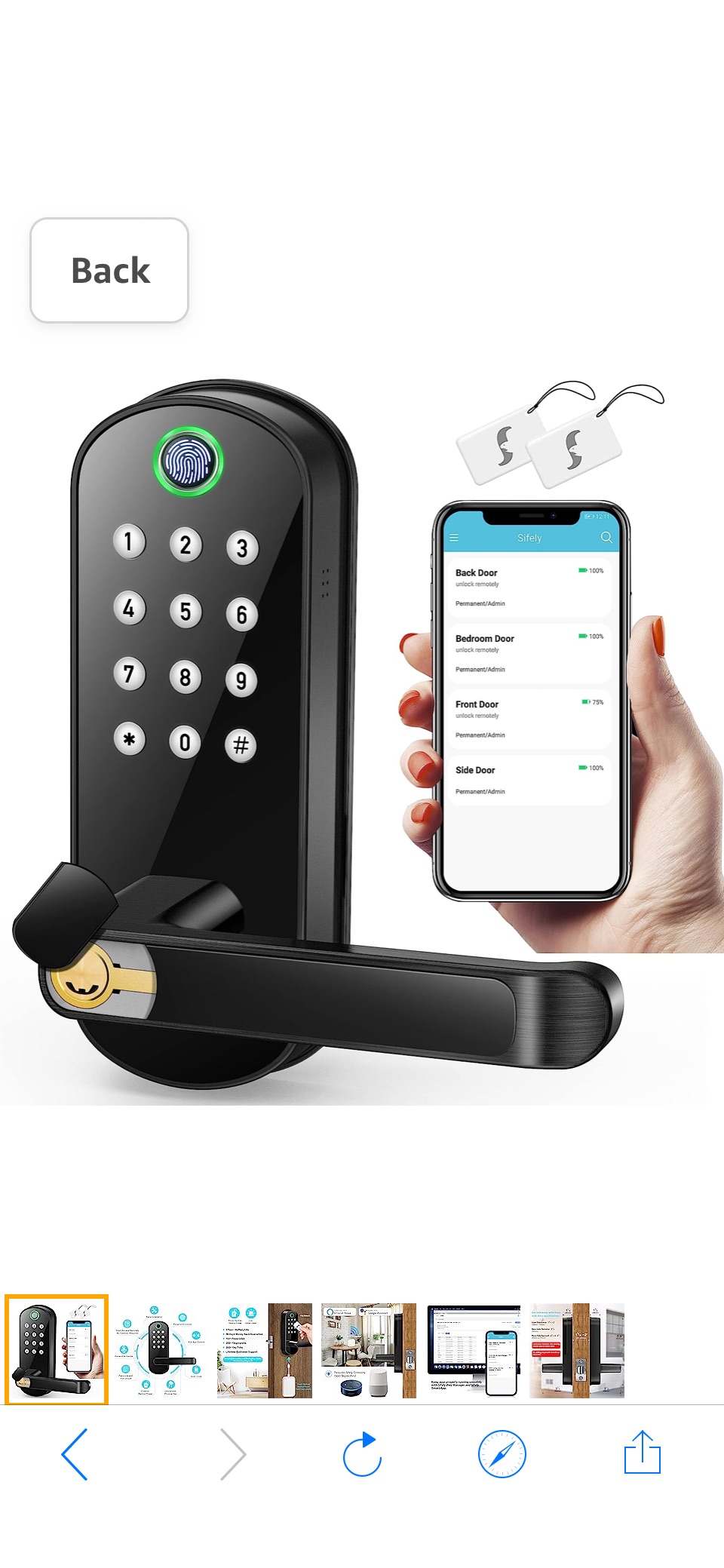 Sifely Smart Lock, Keyless Entry Door Lock, Smart Door Lock with Handle, Smart Lock for Front Door, Keyless Door Lock, Fingerprint Door Lock, Biometric Door原价199.99