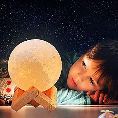 PETRIP 3 Colors 3D Led Moon Night Light Lamps
