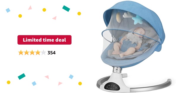 Limited-time deal: Baby Swing for Infants, Baby Rocker with 5 Point Harness, Bluetooth Support Baby Swing, 10 Preset Lullabies. 3 Speed Natural Baby Swing, Infant Swing with Remote Control and 3 Hangi