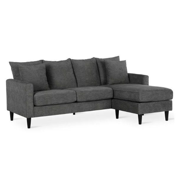 Keaton Reversible Sectional with Pillows, Gray
