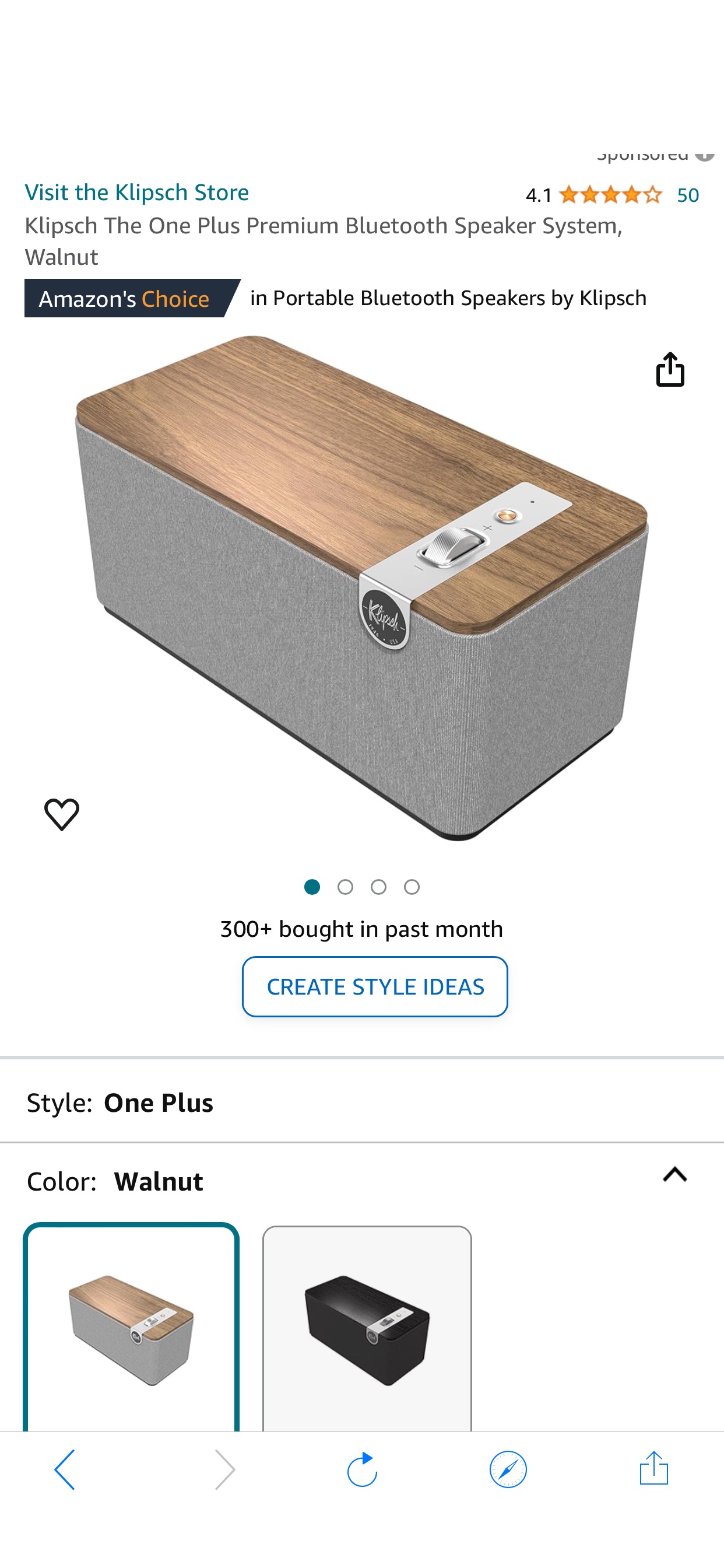Amazon.com: Klipsch The One Plus Premium Bluetooth Speaker System, Walnut : Electronics 蓝牙音箱