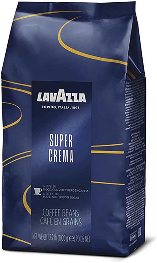 Lavazza Super Crema Whole Bean Coffee Blend, light-Medium Espresso Roast, 2.2 Pound