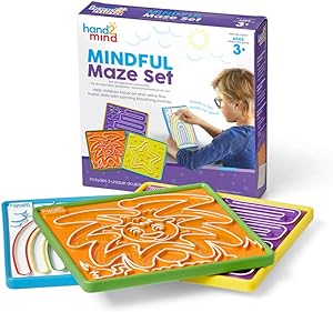 Amazon.com: hand2mind Mindful Maze Boards, Learn Breathing Patterns, Mindfulness for Kids Anxiety Relief, Tactile Sensory Toys, Play Therapy Toys 