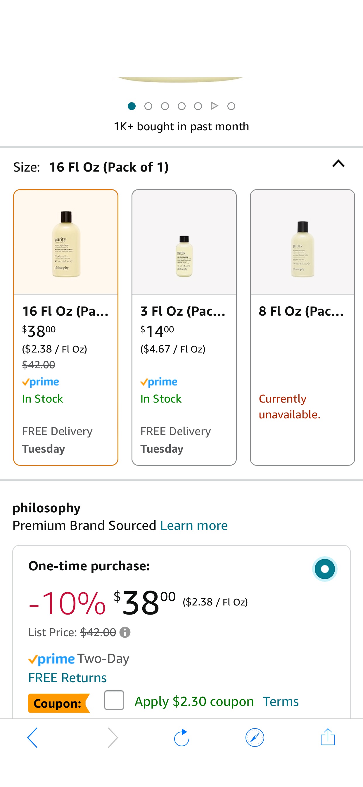 Amazon.com: philosophy Purity Made Simple One-Step Facial Cleanser, 16 Fl. Oz. : Beauty & Personal Care 洗面奶