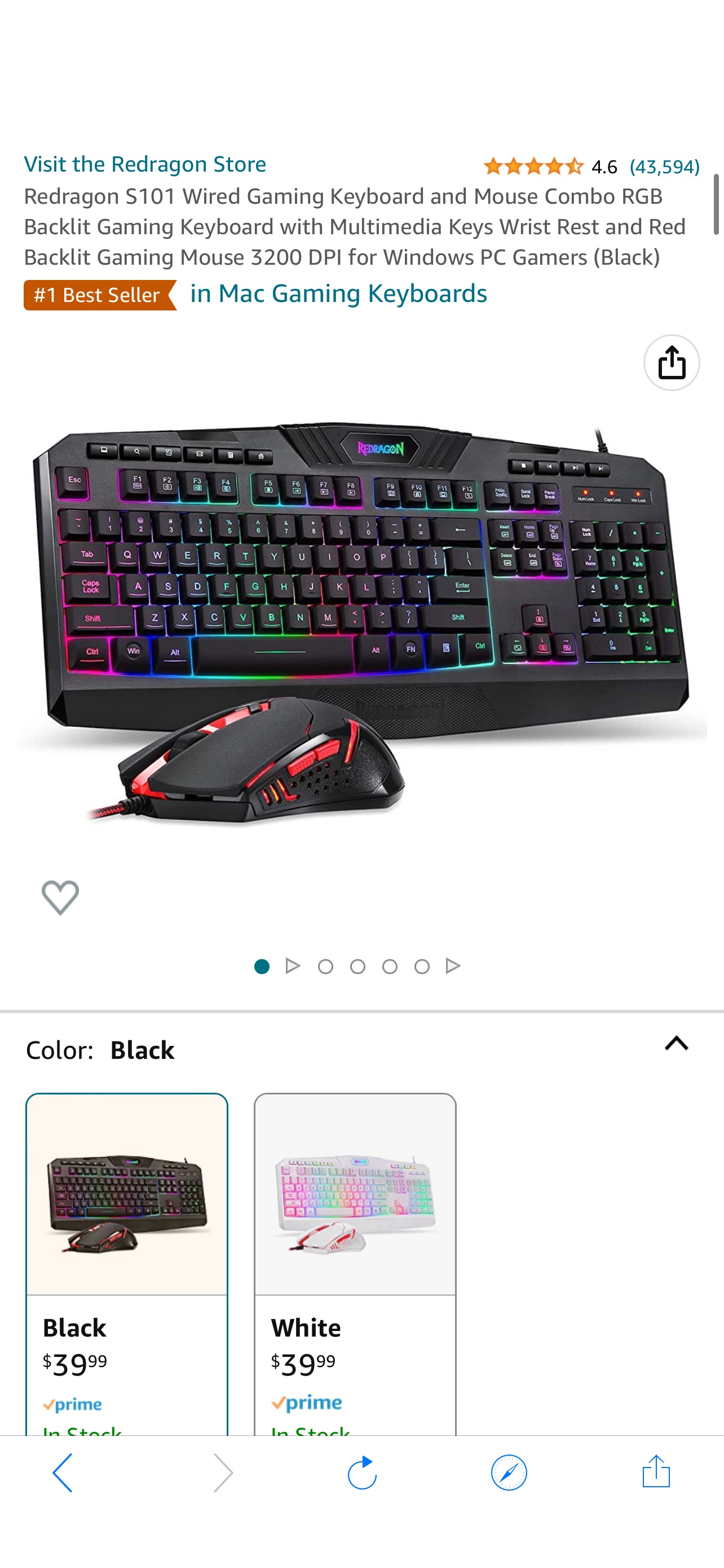 Amazon.com: Redragon S101 Wired Gaming Keyboard and Mouse Combo RGB Backlit Gaming Keyboard with Multimedia Keys Wrist Rest and Red Backlit Gaming Mouse 3200 DPI for Windows PC Gamers (Black)