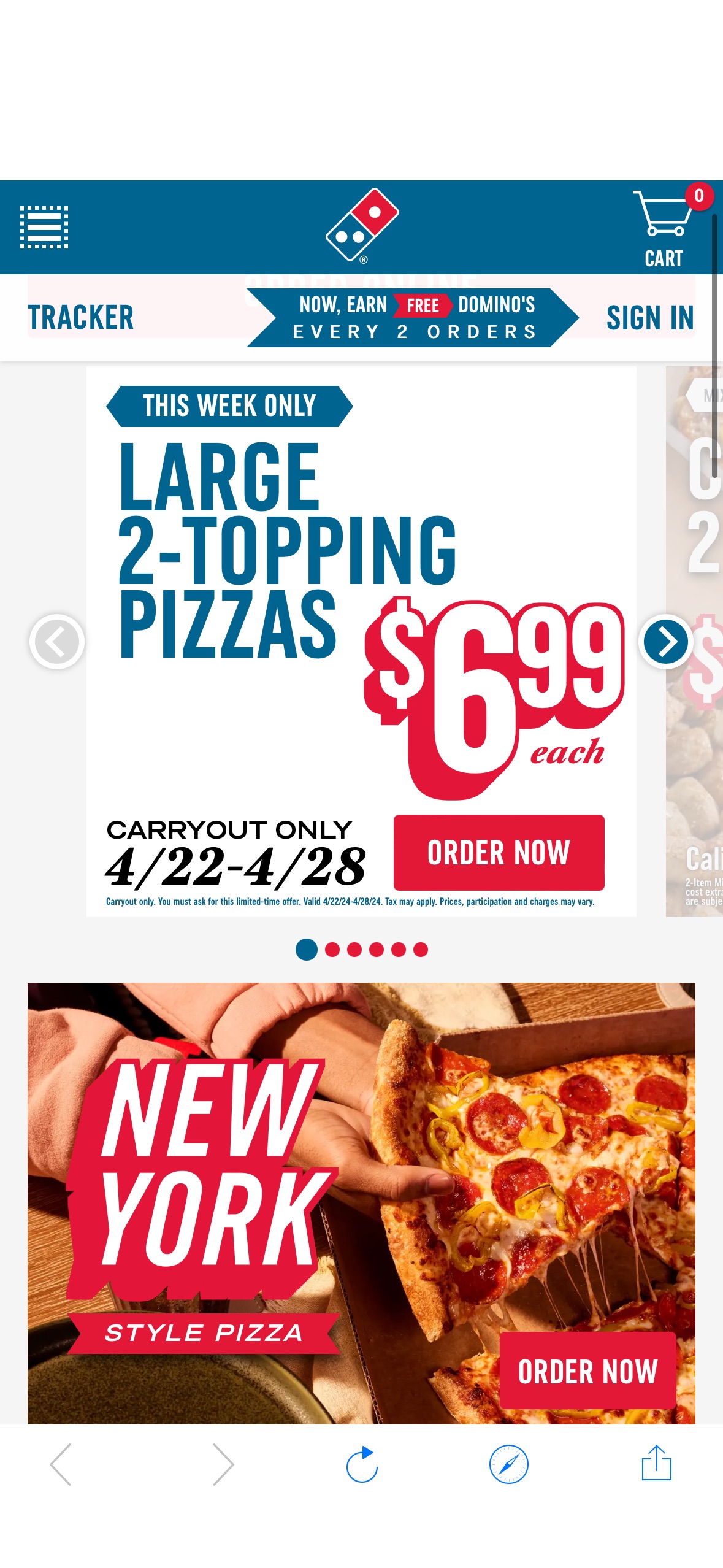 From April 22 - 28, get all large two-topping pizzas for just $6.99 when you order carry-out at Domino's