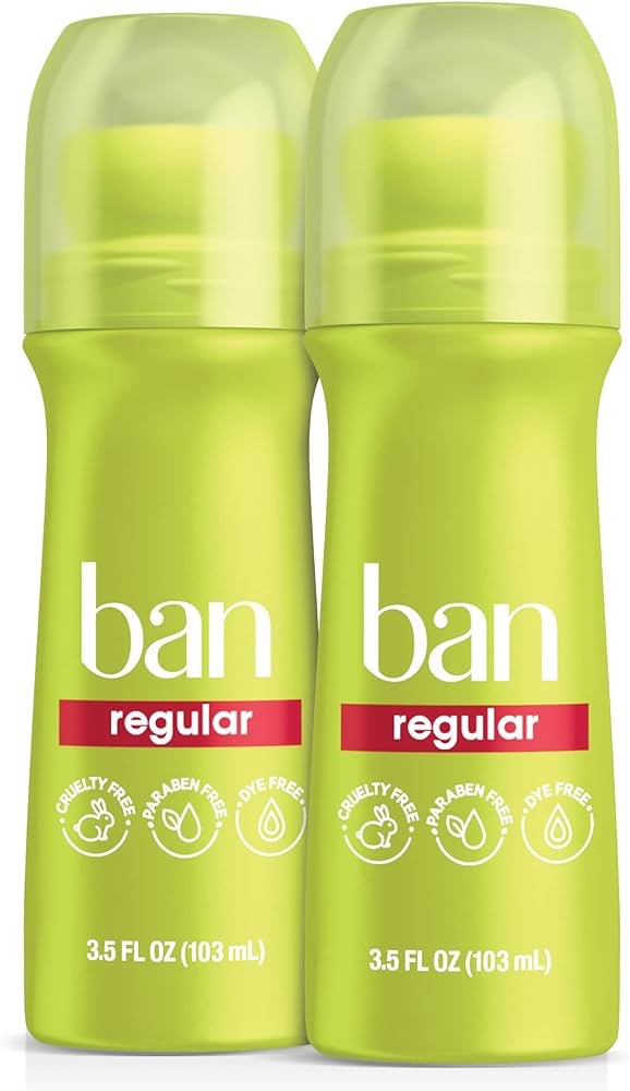 Amazon.com : Ban Regular Scent 24-hour Invisible Antiperspirant, Roll-on Deodorant for Women and Men, Underarm Wetness Protection, with Odor-fighting Ingredients, 3.5 oz, 2-pack : Beauty & Personal Ca