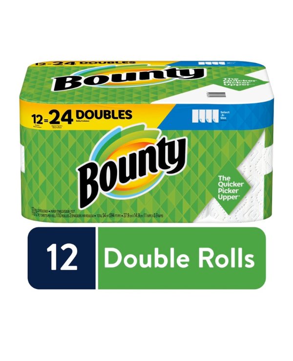 Select-A-Size Paper Towels, White, 12 Double Rolls