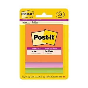 Post-it Super Sticky Notes, 3x3 in, 3 Pads, 135 Counts