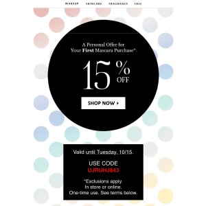 85折 Mascara | Sephora 睫毛产品全场85折