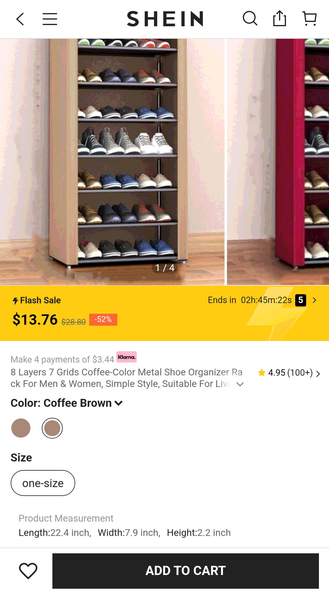 8 Layers 7 Grids Coffee-color Metal Shoe Organizer Rack For Men & Women, Simple Style, Suitable For Living Room & Entrance | SHEIN USA