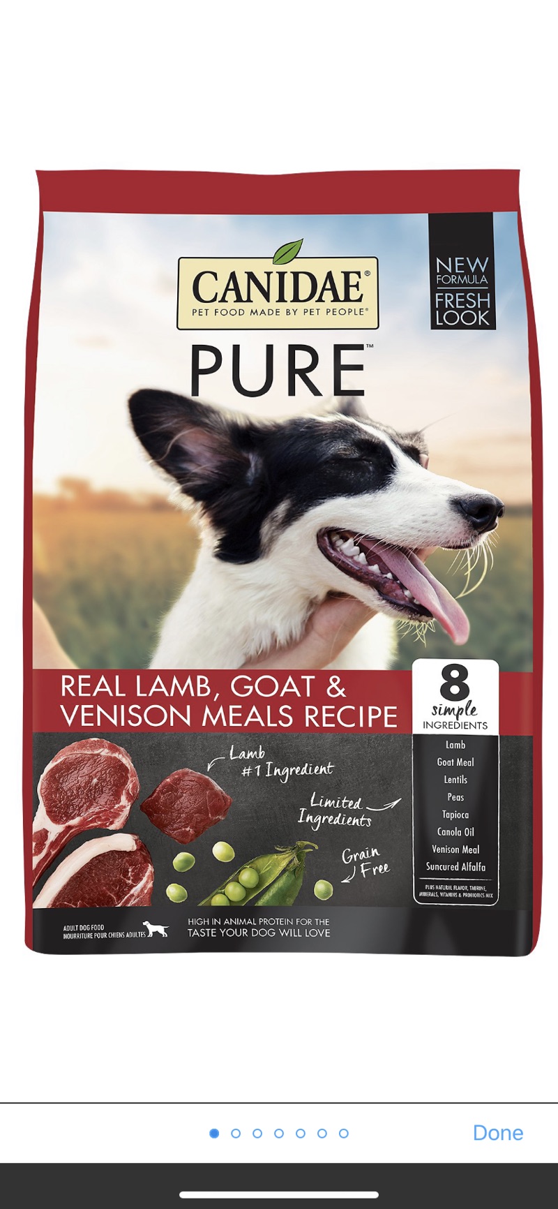 狗狗干粮CANIDAE Grain-Free PURE Real Lamb, Goat & Venison Meal Recipe Dry Dog Food, 24-lb bag - Chewy.com
