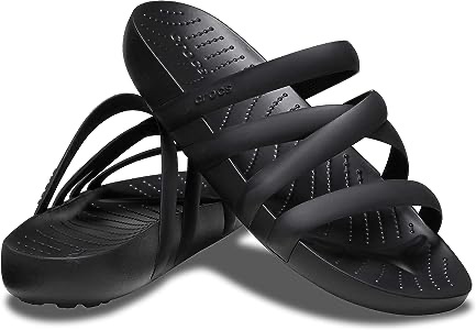 Amazon.com | Crocs Women's Splash Strappy Sandals, Black, 8 | Flats