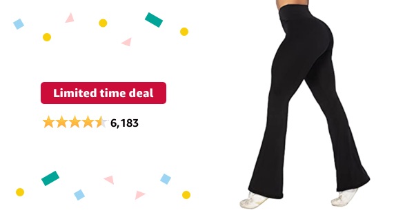 Limited-time deal: Sunzel Womens Flare Leggings with Tummy Control Crossover Waist and Wide Leg