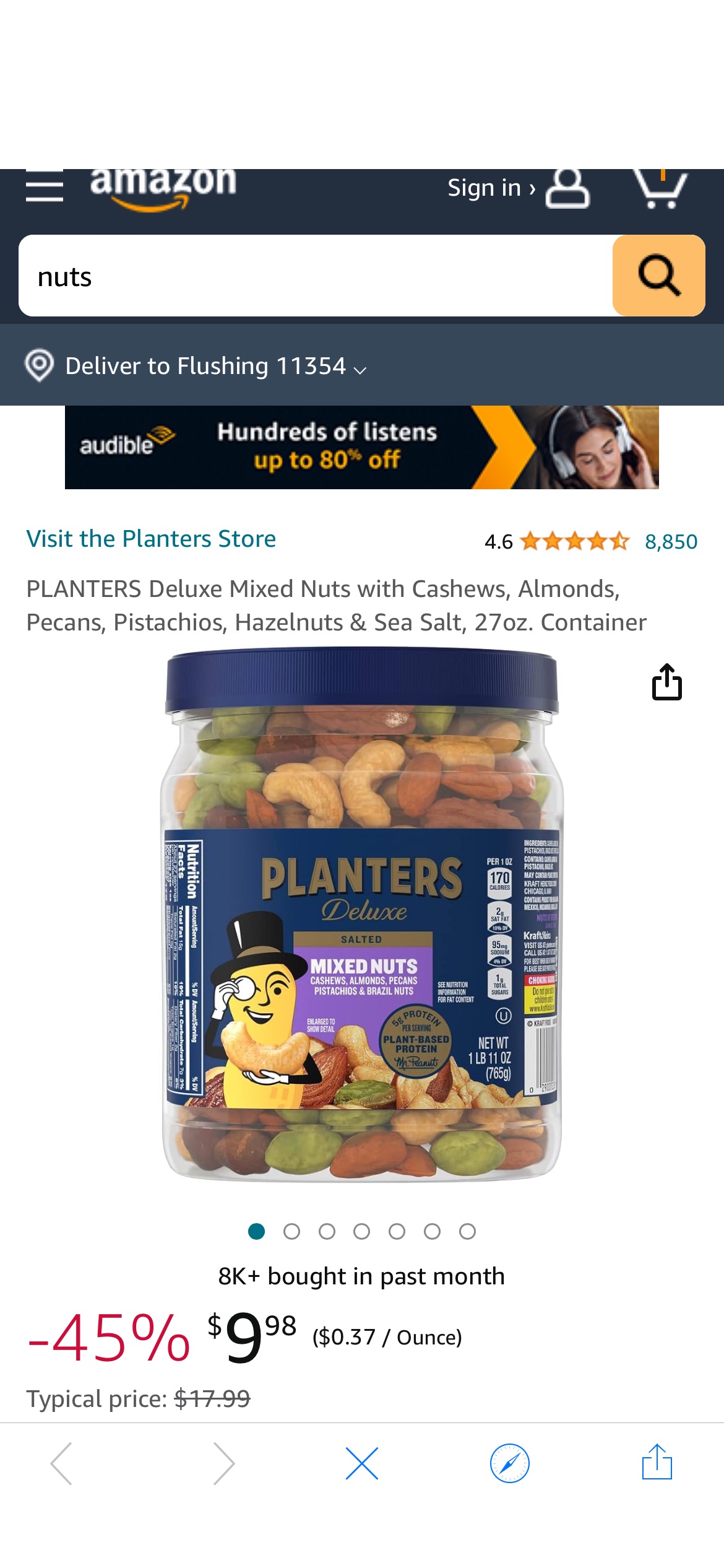 Amazon.com : PLANTERS Deluxe Mixed Nuts with Cashews, Almonds, Pecans, Pistachios, Hazelnuts & Sea Salt, 27oz. Container : Grocery & Gourmet Food