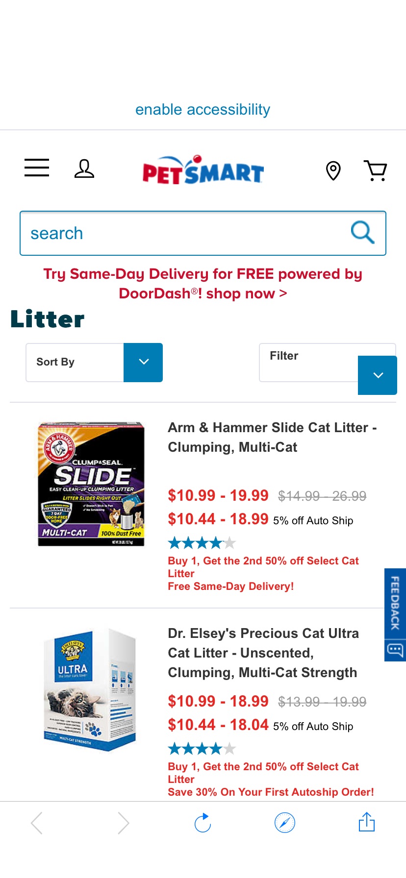 PetSmart貓砂買一件，第二件五折