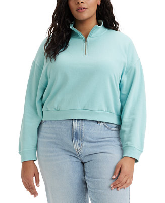 Levi's Trendy Plus Size Cosmo 1/4-Zip Long-Sleeve Sweatshirt - Macy's