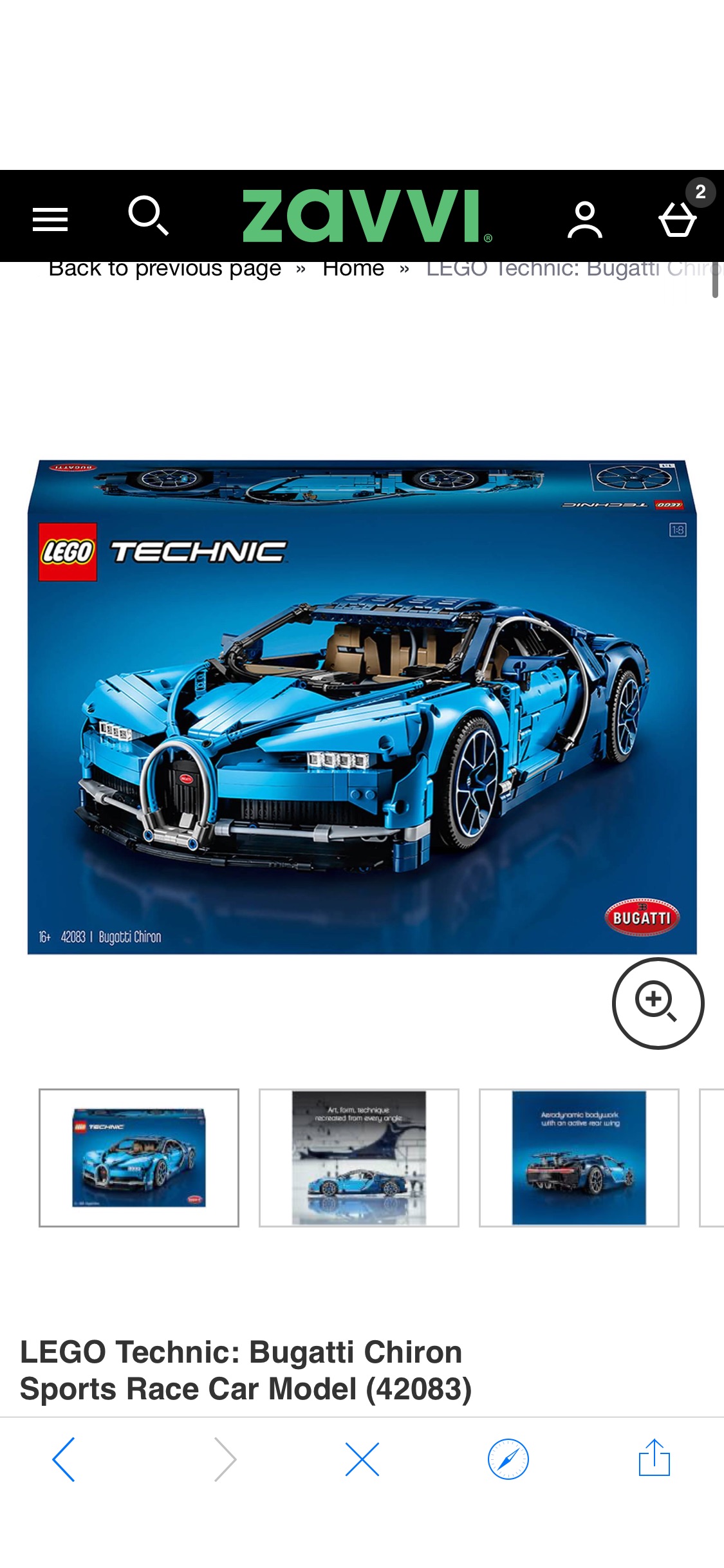LEGO Technic: Bugatti Chiron Sports Race Car Model (42083) Toys - Zavvi US