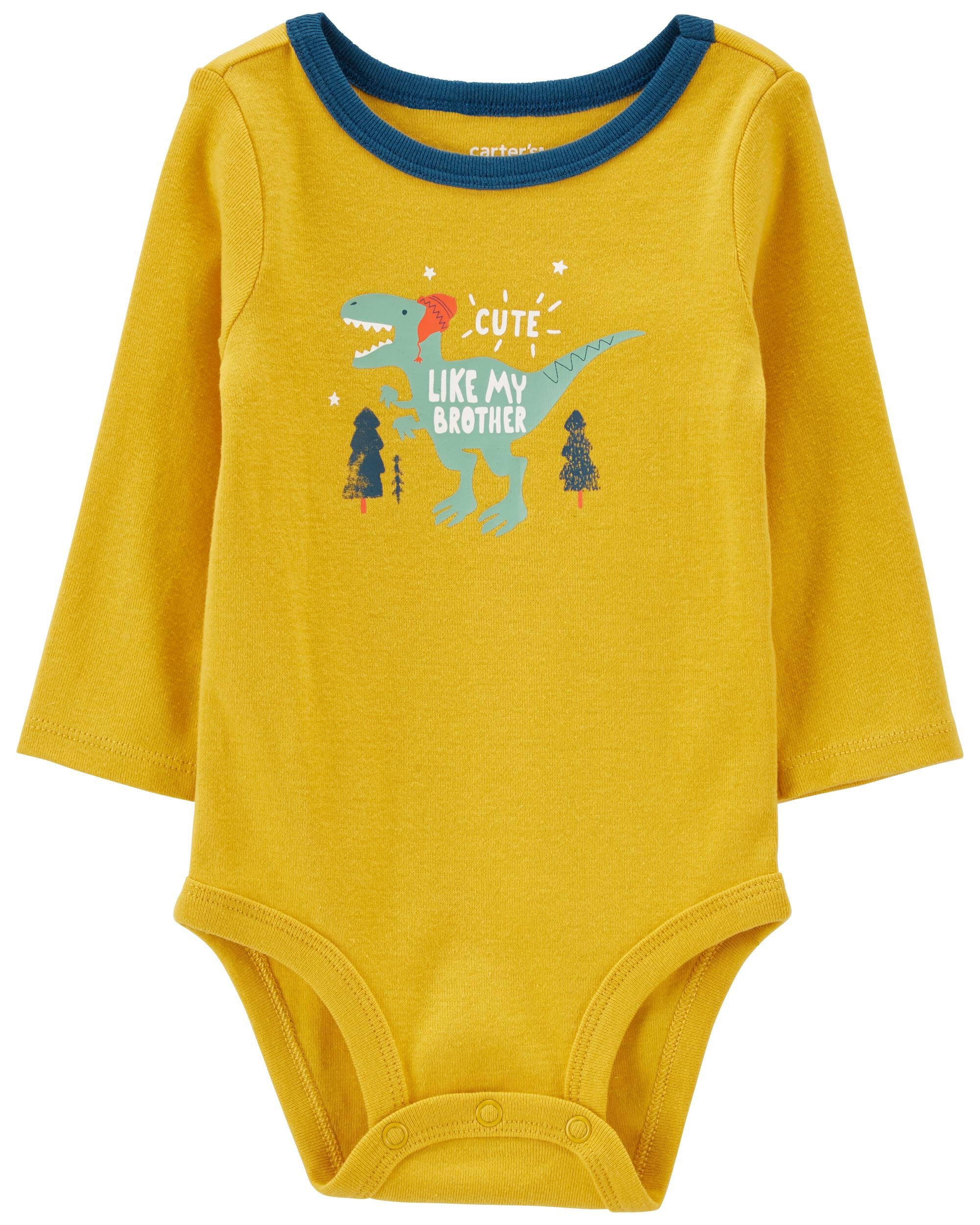 Yellow Baby Cute Like Brother Long-Sleeve Bodysuit | carters.com