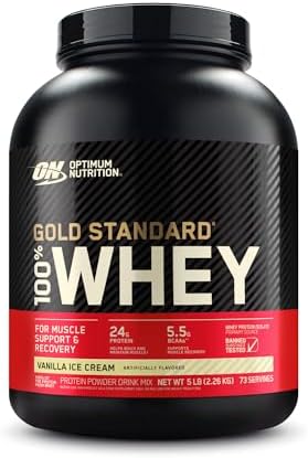 Amazon.com: Optimum Nutrition Gold Standard 100% Whey Protein Powder, Vanilla Ice Cream, 5 Pound (Packaging May Vary) : Health &amp; Household
