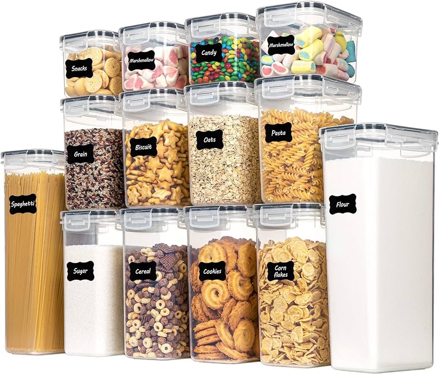 Amazon.com: CHEFSTORY Airtight Food Storage Containers Set, 14 PCS Kitchen Storage Containers with Lids for Flour, Sugar and Cereal, Plastic Dry Food Canisters for Pantry Organization and Storage: Hom
