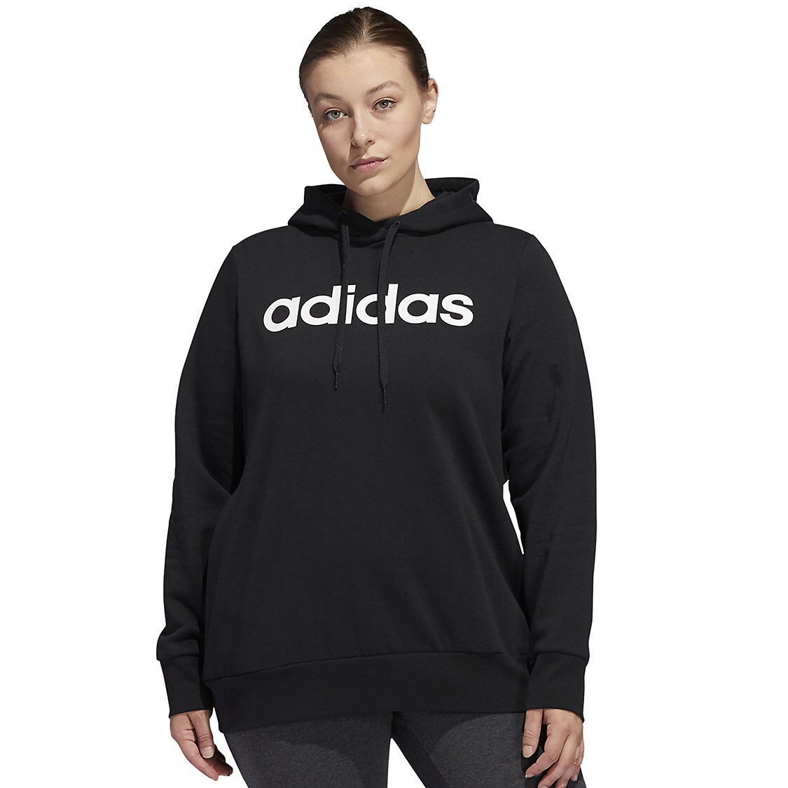 Plus Size adidas Linear Logo Fleece Hoodie 卫衣