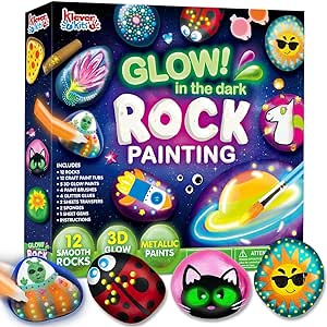 Amazon.com: JOYIN 12 Rock Painting Kit- Glow in The Dark, 43 Pcs Arts and Crafts for Kids Ages 6-12, Art Supplies with 18 Paints 