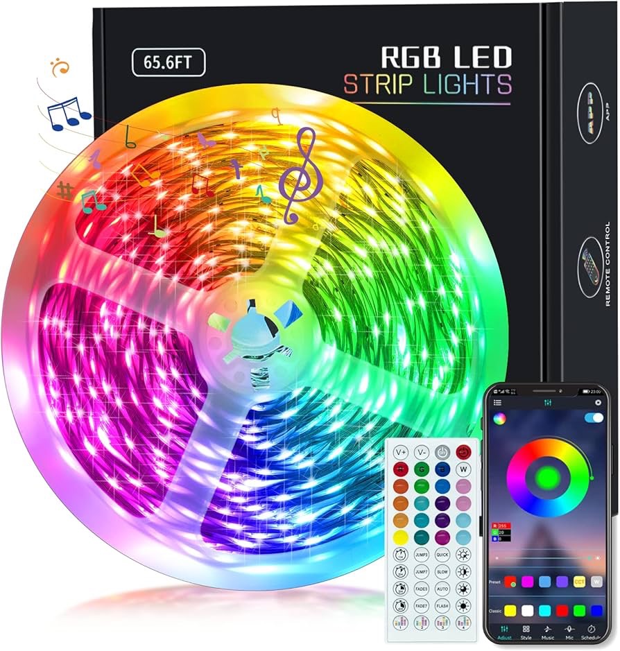 Amazon.com: KEELIXIN 65.6ft LED Lights for Bedroom, Music Sync RGB LED Strip Lights with APP & Remote Control, Luces LED para Cuarto, Bluetooth LED Lights for Room, Home Decoration : KEELIXIN: Tools &
