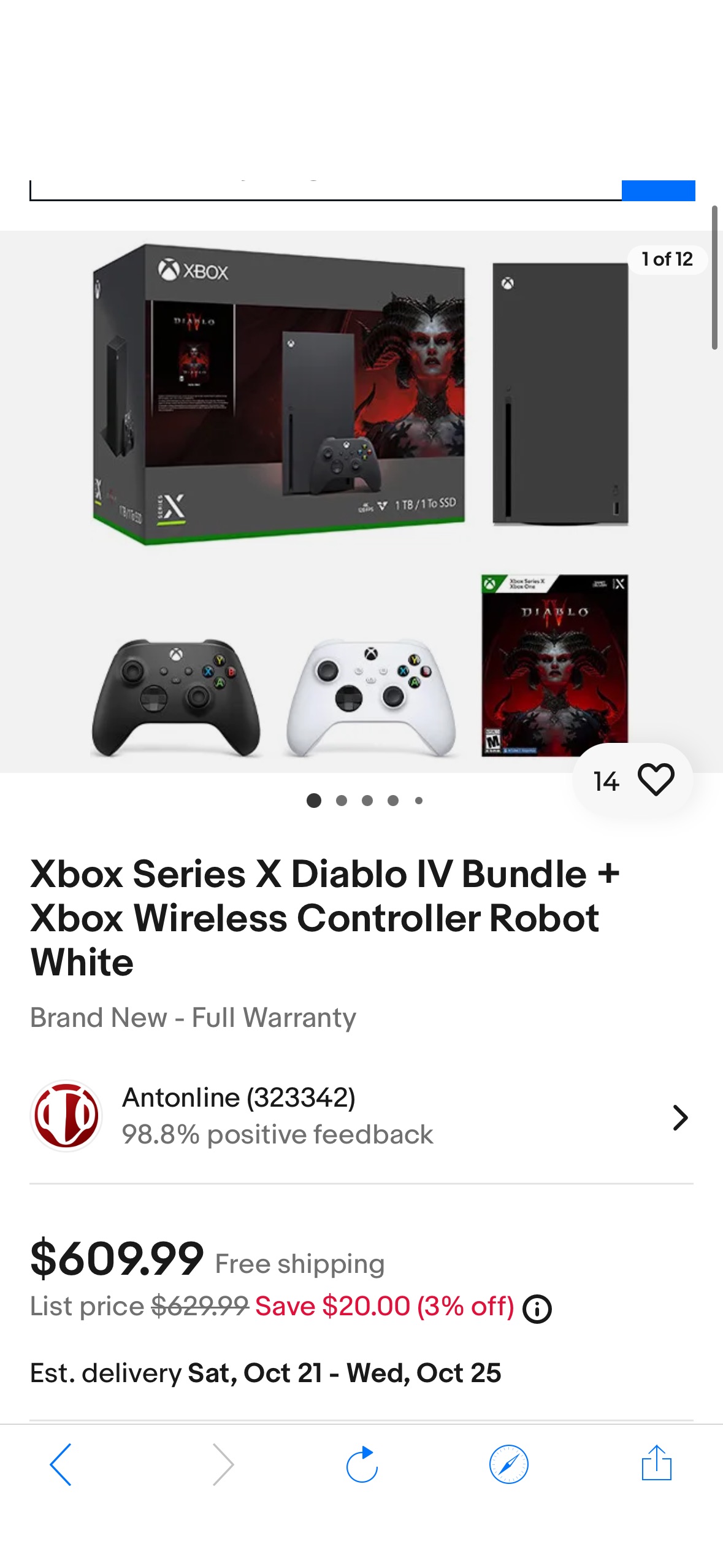 Xbox Series X Diablo IV Bundle + Xbox Wireless Controller Robot White | eBay