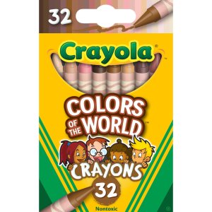 新品预告：Crayola 肤色系蜡笔32支装，描绘眼睛、头发更合适