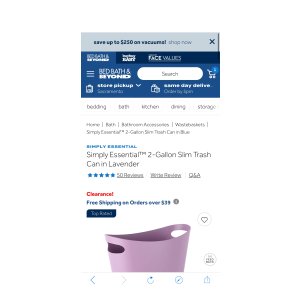 $1.99 Simply Essential™ 2-Gallon Slim Trash Can | Bed Bath & Beyond 2加仑垃圾桶