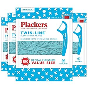 Amazon.com: Plackers Twin-Line 牙线600 Count (Pack of 4)