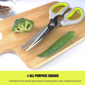 $5.59 Amazon.com: KUNIFU 9.65 英寸多用途剪刀,重型刀片厨房剪刀,不锈钢厨房小工具,鸡肉、肉类、家禽、鱼、烧烤、蔬菜、海鲜的烹饪刀具,可用洗碗机清洗