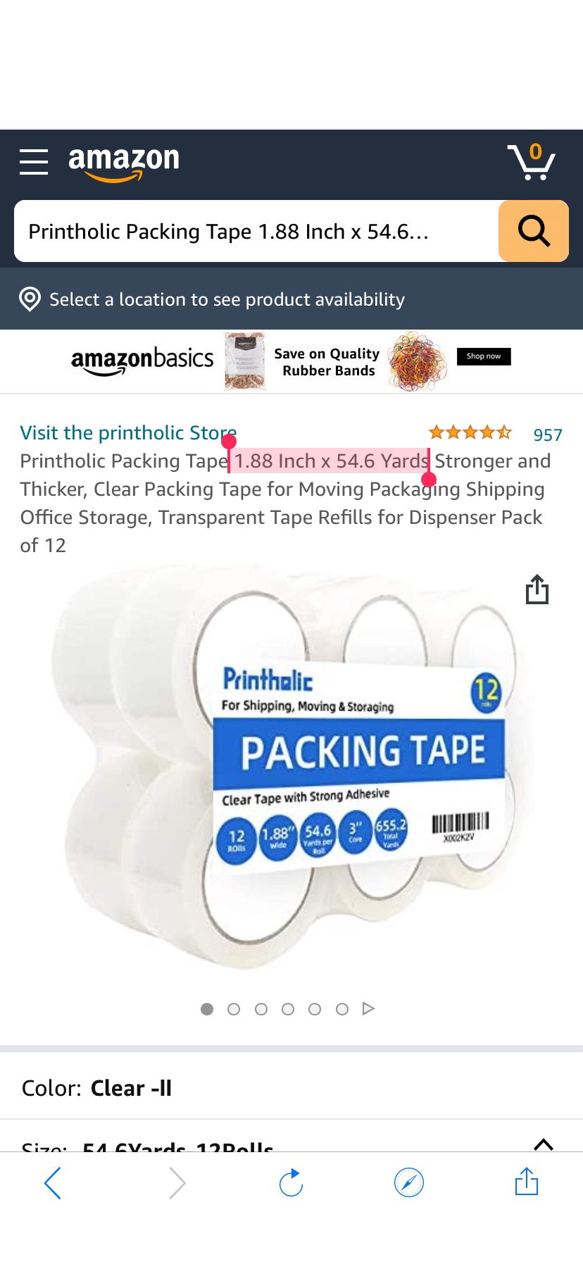 Printholic Packing Tape 1.88 Inch x 54.6 Yards Transparent Tape Refills for Dispenser Pack of 12 : Office Products 打包胶带