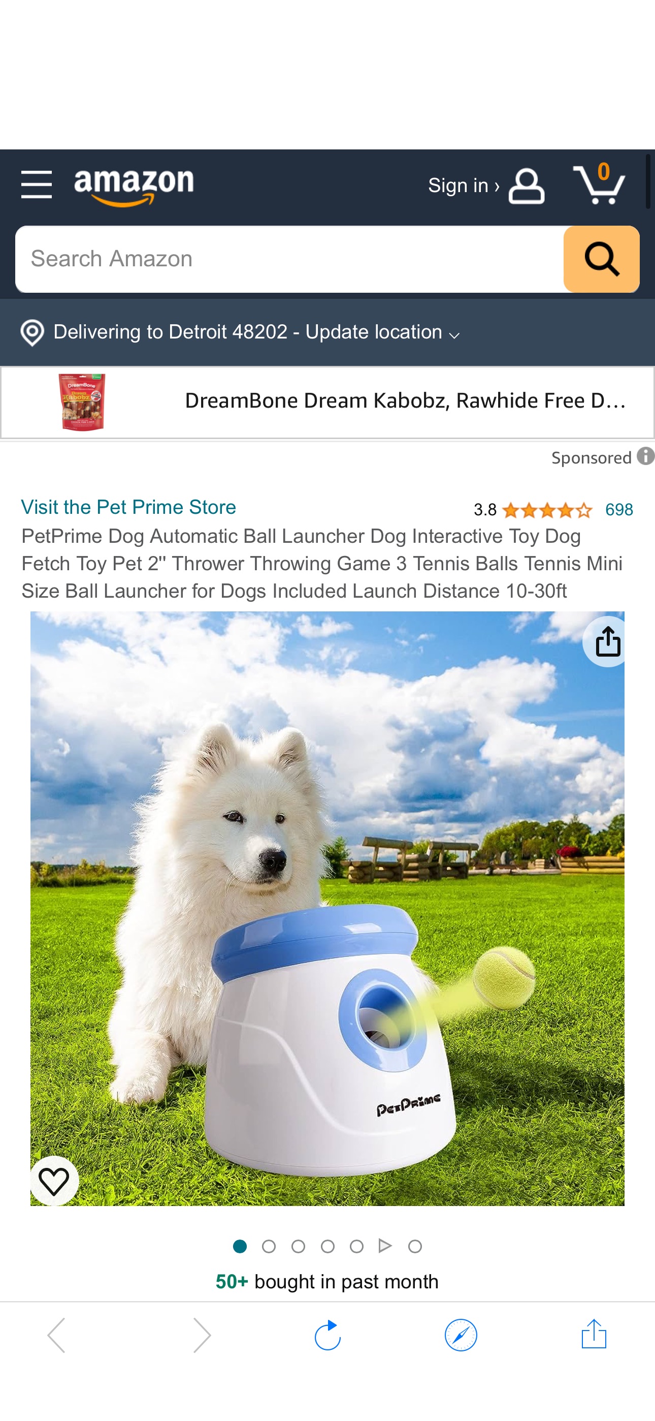 Amazon.com，亚马逊 狗狗自动投球机，小号，距离可调节。