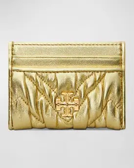 Tory Burch Kira Metallic Ruched Card Case | Neiman Marcus