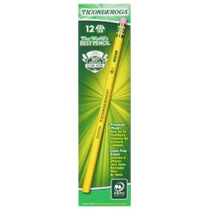 Ticonderoga Pencils, Wood-Cased Graphite #2 HB Soft, Yellow, 12-Pack