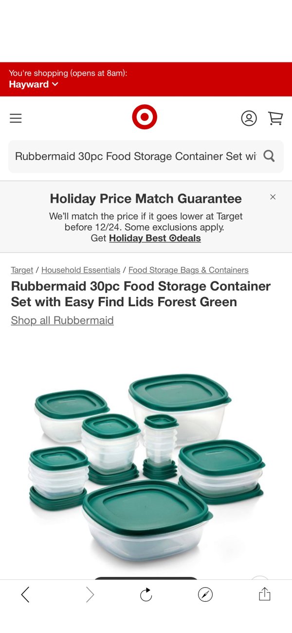 Rubbermaid 30pc Food Storage Container Set With Easy Find Lids Forest Green : Target