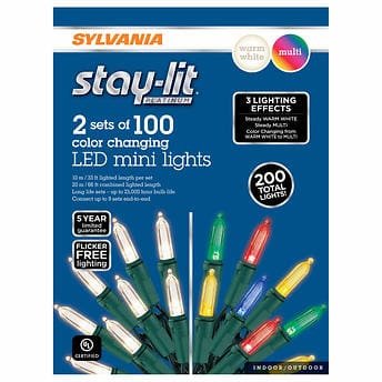 Sylvania Stay-lit 100 Mini Color Changing LED Lights, 4-pack