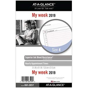 $11.76 每周计划本Amazon.com : AT-A-GLANCE 2019 Weekly Planner Refill, Day Runner, 5-1/2 x 8-1/2 , Desk Size 4, Loose Leaf (061-285Y) : Office Products