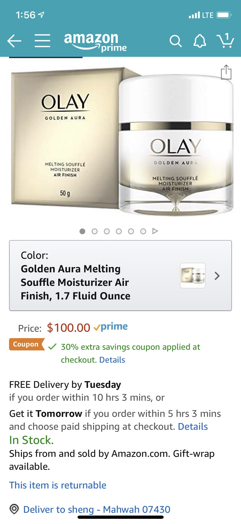 Face Moisturizer by Olay, Golden Aura Melting Soufflé Moisturizer, Air Finish, 1.7 oz 黄金空气霜