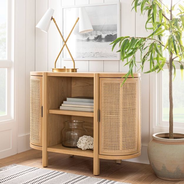 Portola Hills Caned Door Console With Shelves Natural - Threshold™ Designed With Studio Mcgee : Target柜子