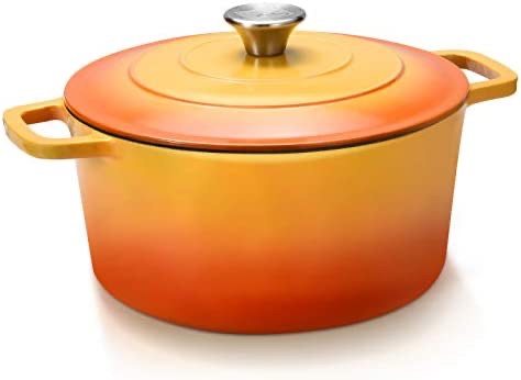 Amazon.com: CSK Cast Iron Dutch Oven, 5 Quart Oven Pot with Stainless Steel Knob and Loop Handles