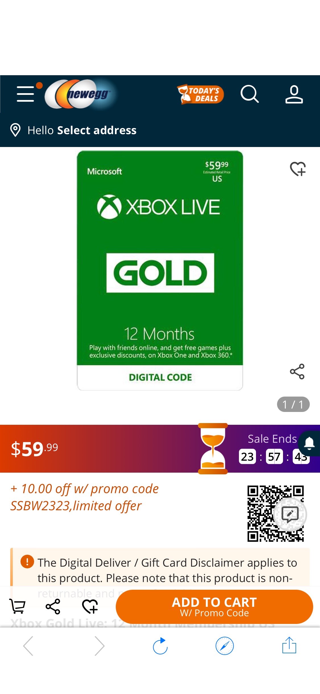 Xbox LIVE 12 Month Gold Membership US (Digital Code) - Newegg.com促销