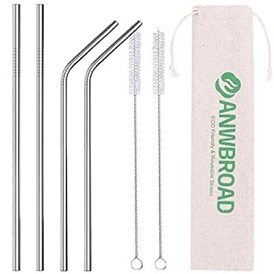ANWBROAD Metal Straws Stainless Steel Straws