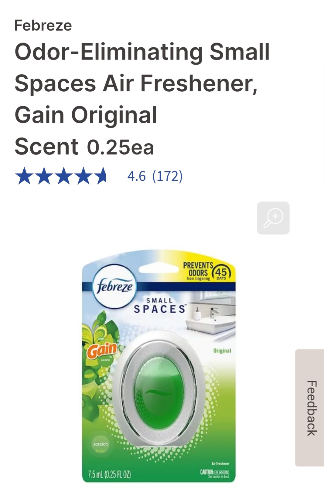白菜价：Walgreens现有Febreze Odor-Eliminating Small Spaces Air Freshener仅